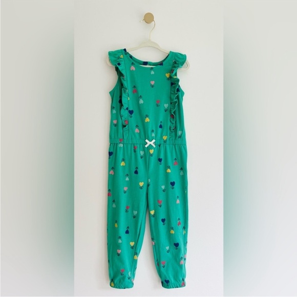 CUTE Carter's Girls 3T Green Heart Print Romper with Ruffle Sleeves - Like New - Picture 5 of 5